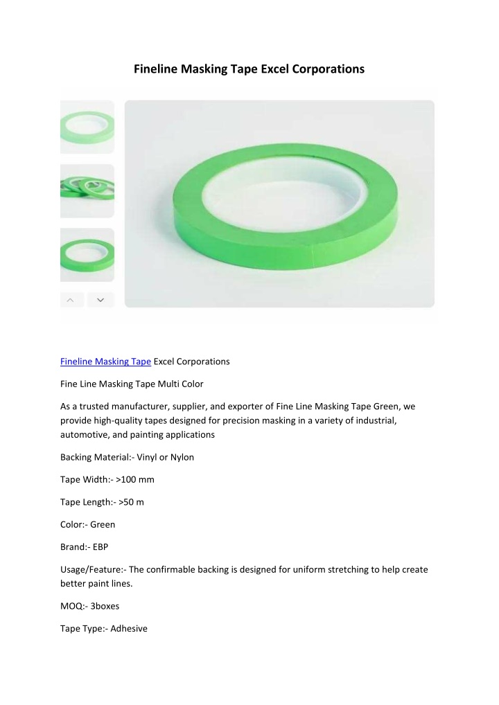 fineline masking tape excel corporations n.w