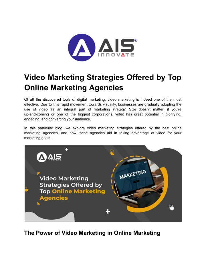 video marketing strategies offered by top online n.w