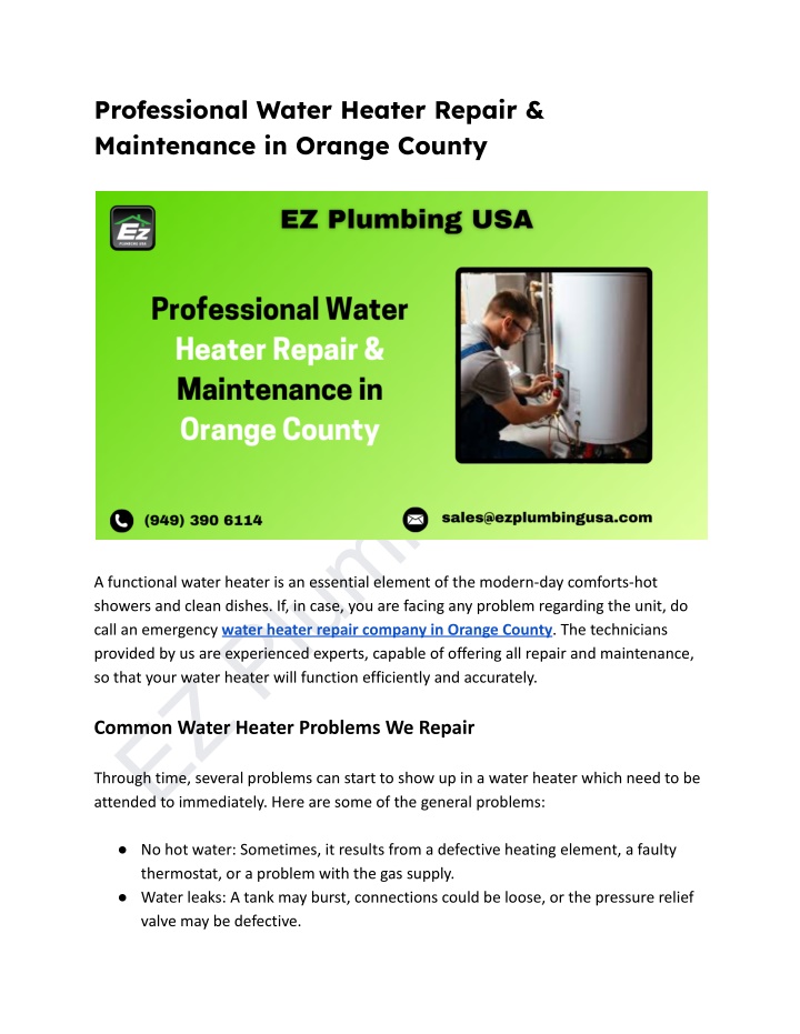 professional water heater repair maintenance n.w