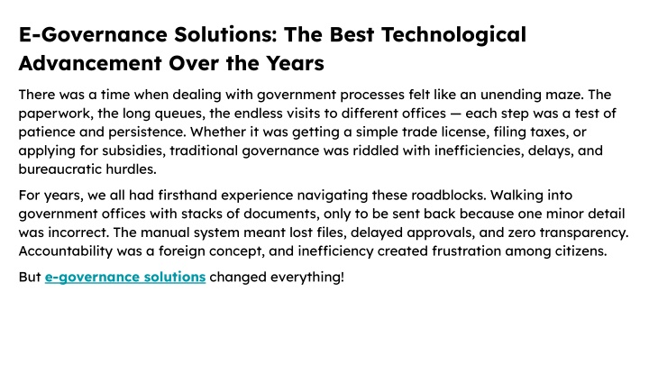 e governance solutions the best technological n.w