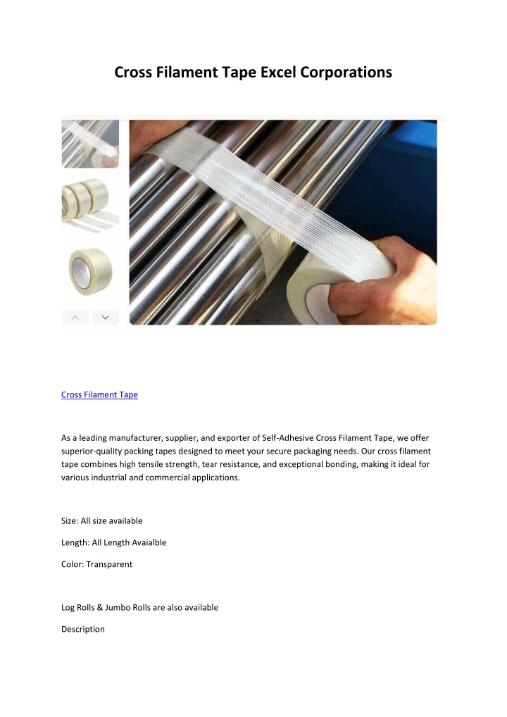 cross filament tape excel corporations n.w