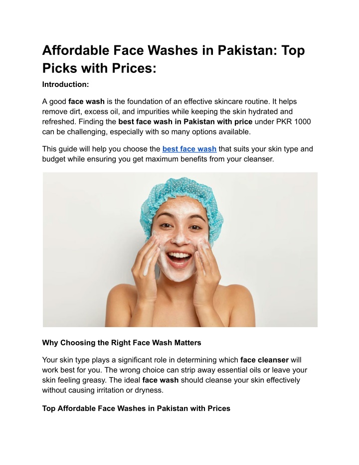 affordable face washes in pakistan top picks with n.w