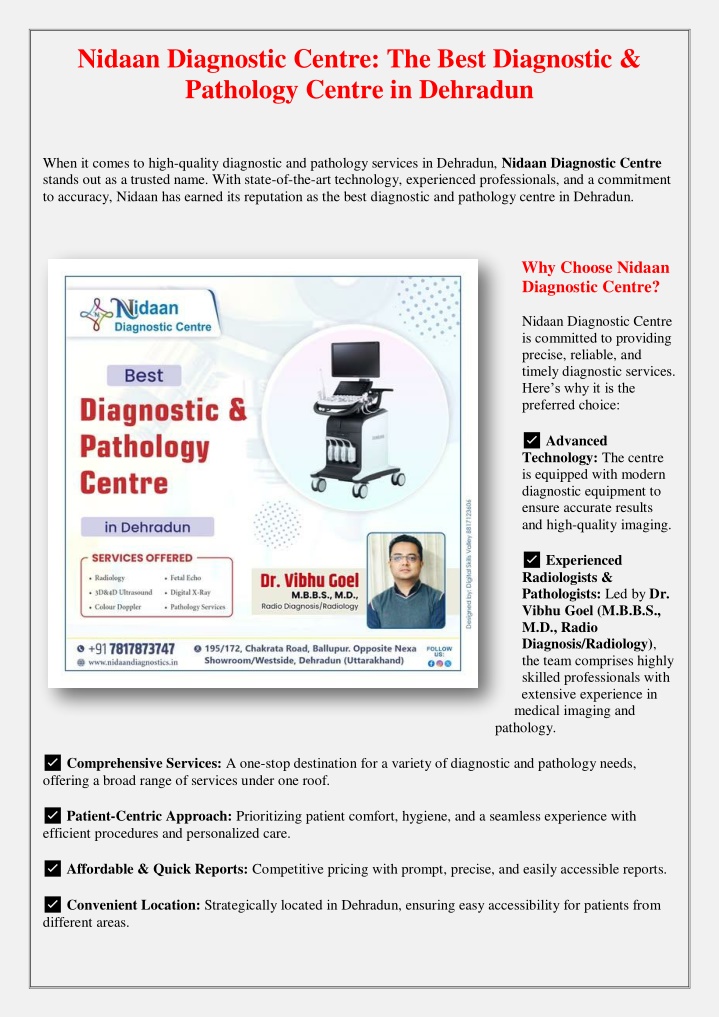 nidaan diagnostic centre the best diagnostic n.w