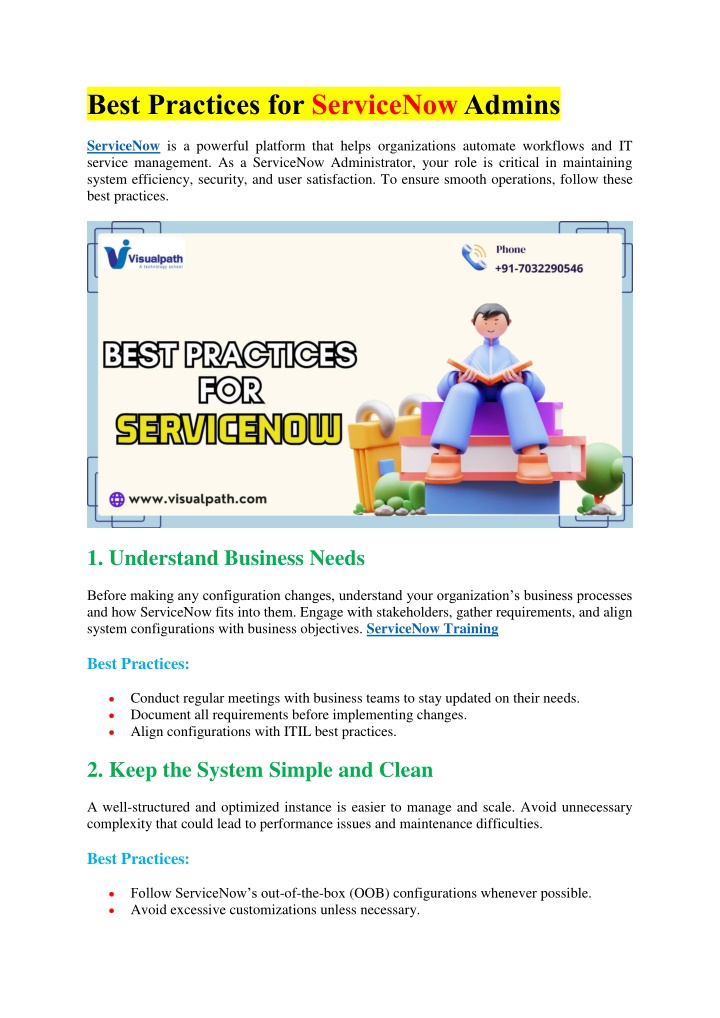 best practices for servicenow admins n.w