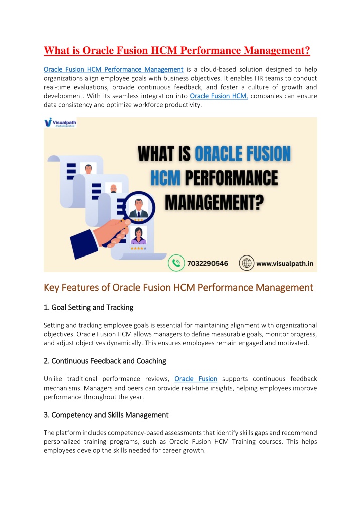 what is oracle fusion hcm performance management n.w