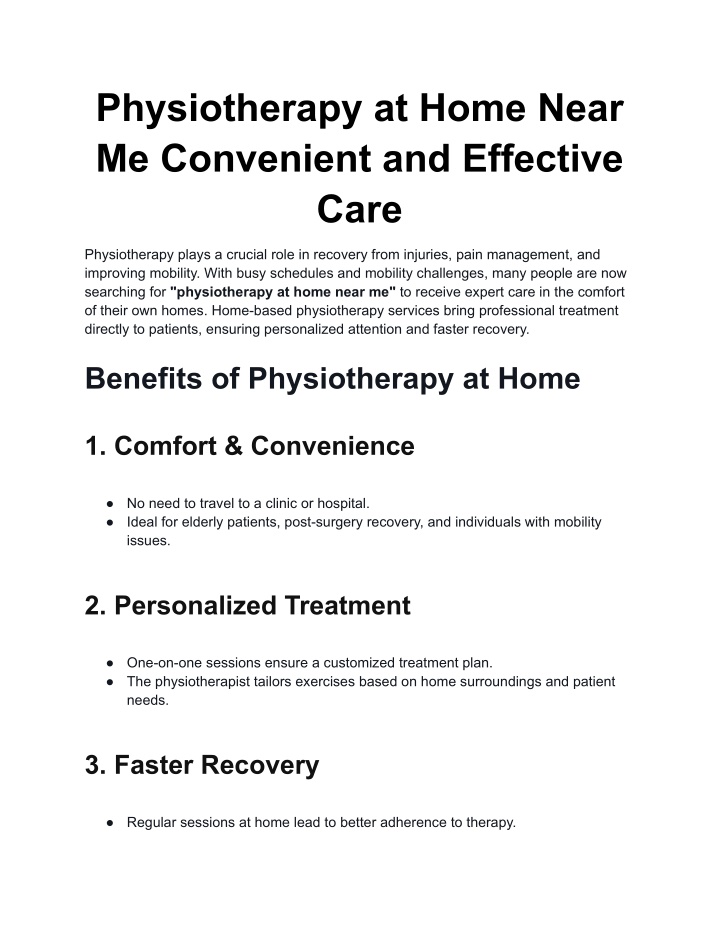 physiotherapy at home near me convenient n.w