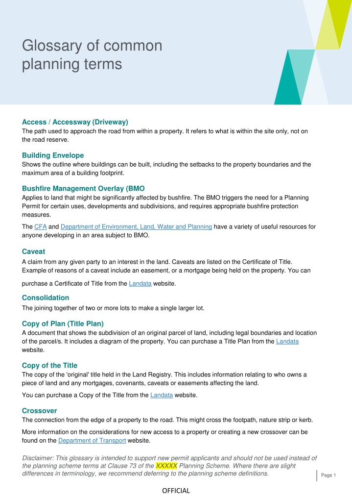 Essential Planning Terms and Definitions
