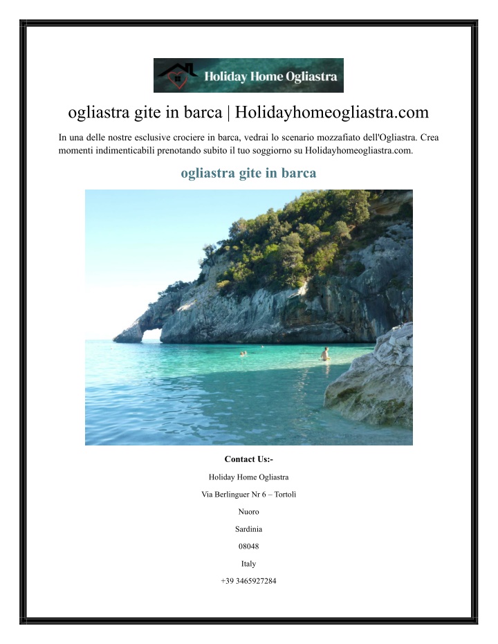 ogliastra gite in barca holidayhomeogliastra com n.w