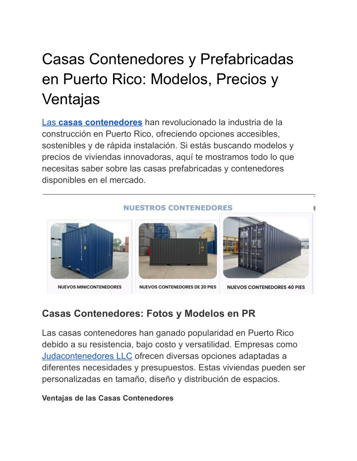 casas contenedores y prefabricadas en puerto rico n.w