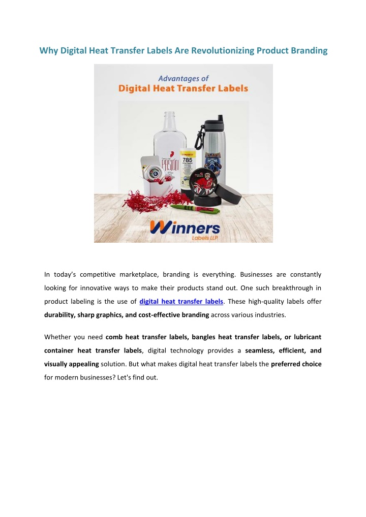 why digital heat transfer labels n.w