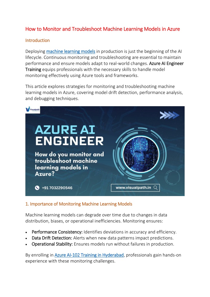 how to monitor and troubleshoot machine learning n.w