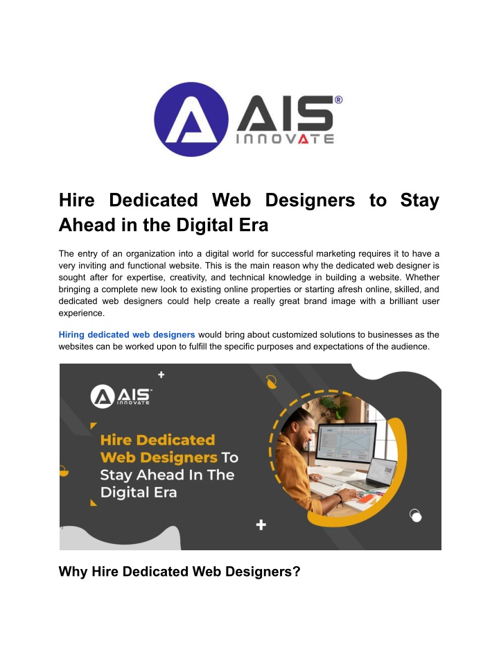 hire dedicated web designers to stay ahead n.w