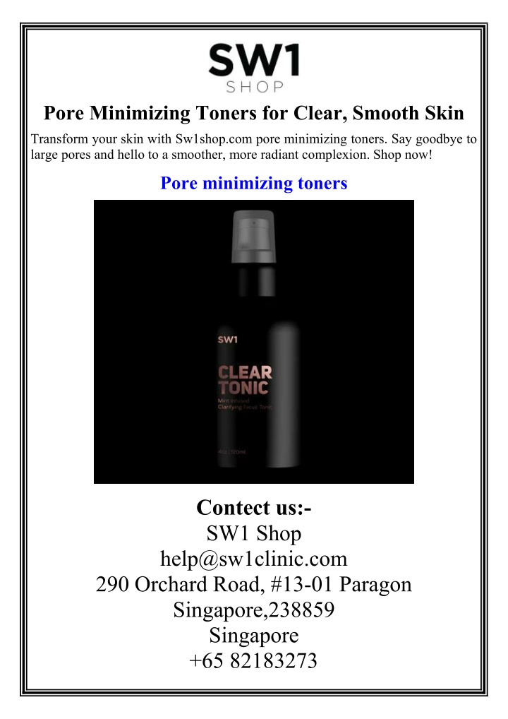 pore minimizing toners for clear smooth skin n.w
