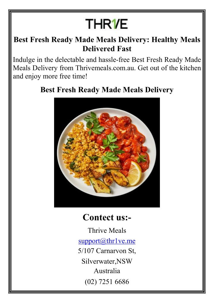 best fresh ready made meals delivery healthy n.w