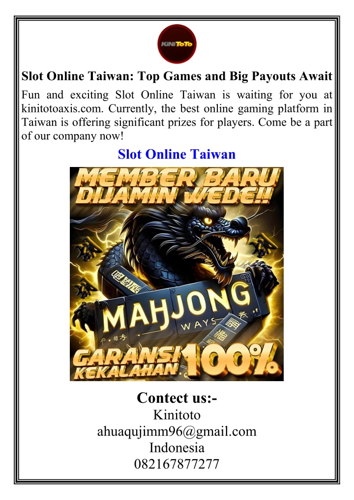 slot online taiwan top games and big payouts n.w