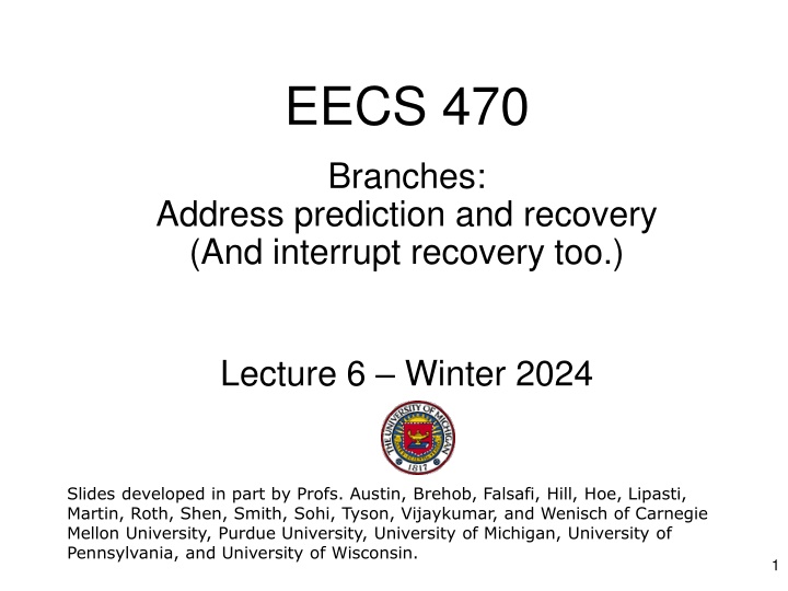 Address Prediction and Recovery in EECS 470 Lecture Winter 2024