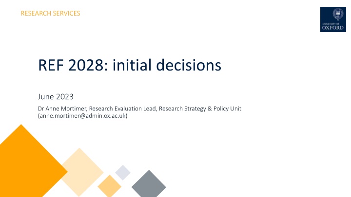 REF 2028: initial decisions