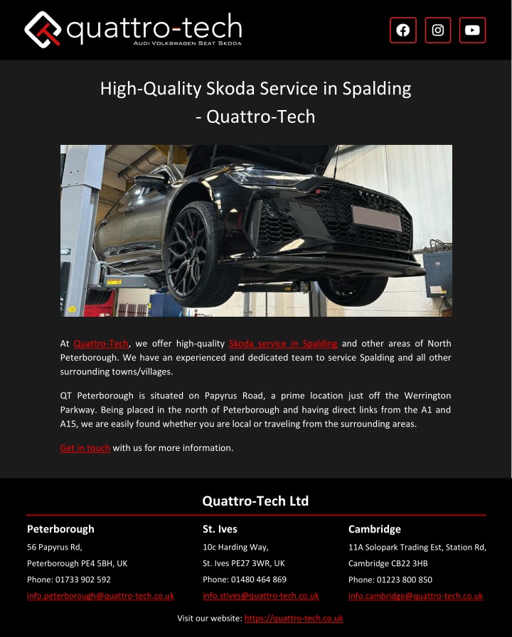 high quality skoda service in spalding quattro n.w
