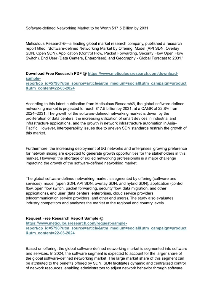 software defined networking market to be worth n.w