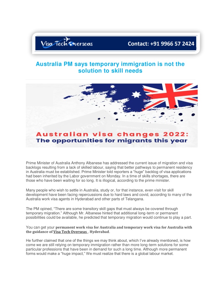 australia pm says temporary immigration n.w