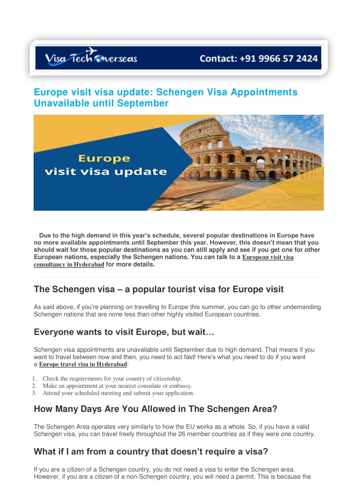 europe visit visa update schengen visa n.w