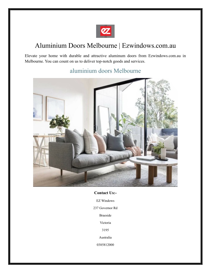 aluminium doors melbourne ezwindows com au n.w