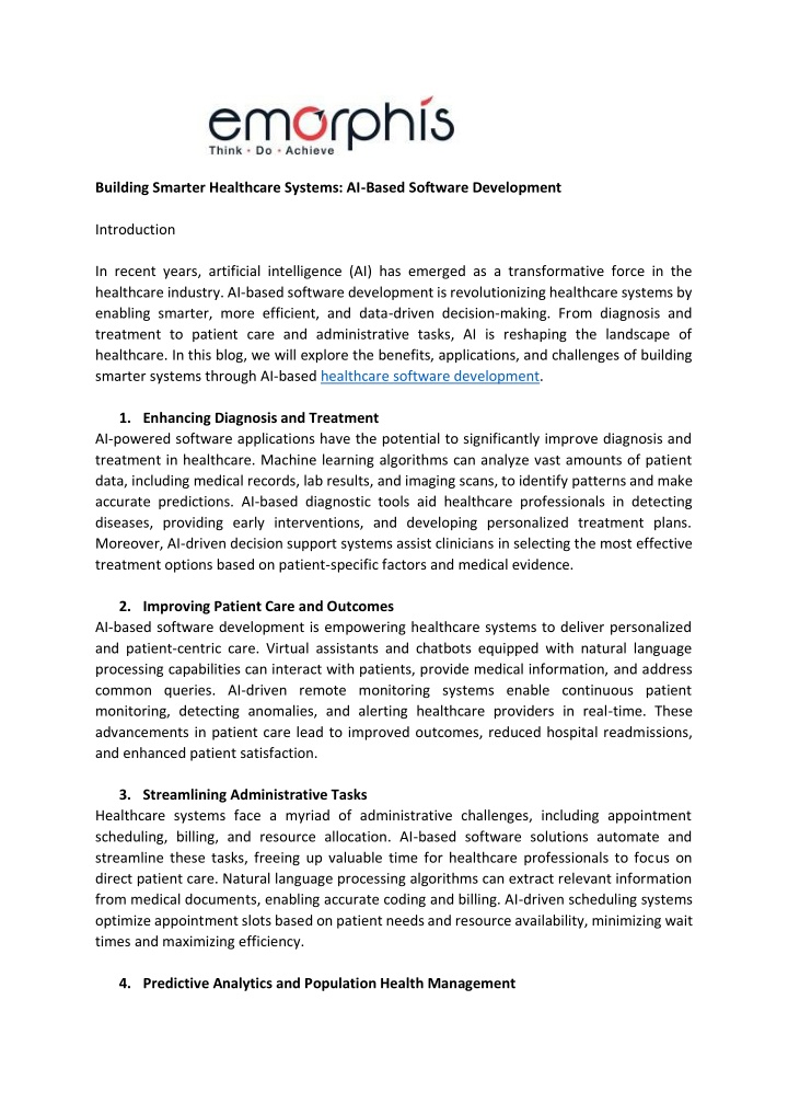 building smarter healthcare systems ai based n.w