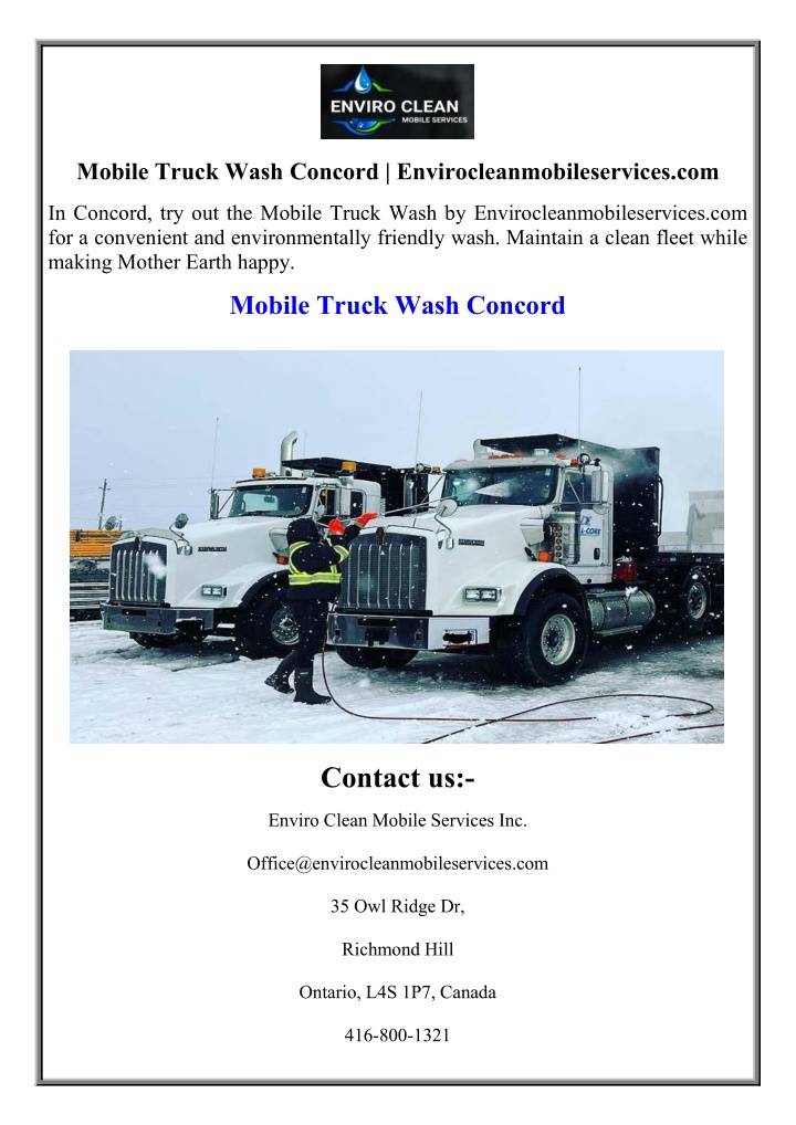 mobile truck wash concord n.w