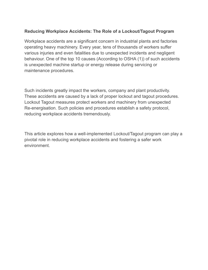 reducing workplace accidents the role n.w