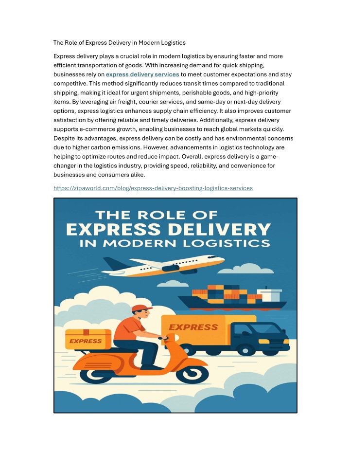the role of express delivery in modern logistics n.w