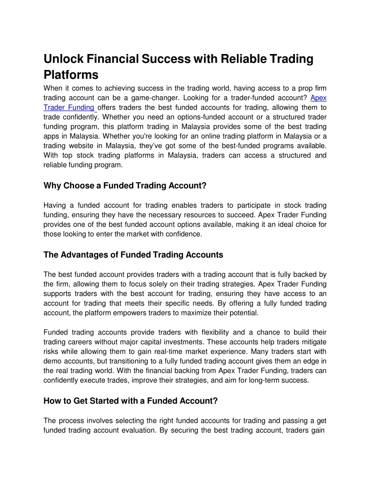 Unlock Financial Success with Reliable Trading Platforms
