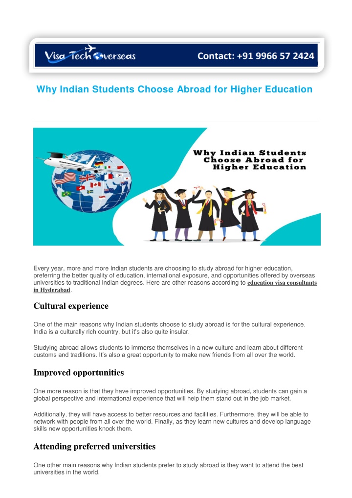 why indian students choose abroad for higher n.w
