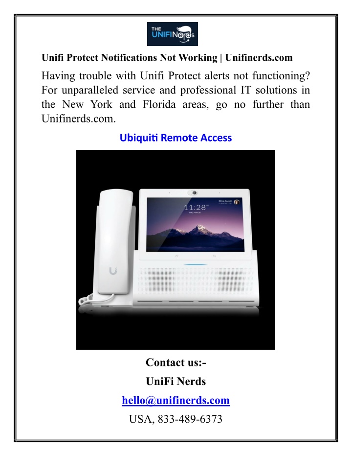 unifi protect notifications not working n.w