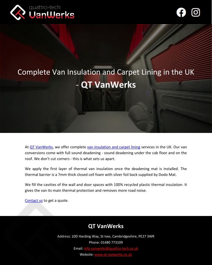 complete van insulation and carpet lining n.w