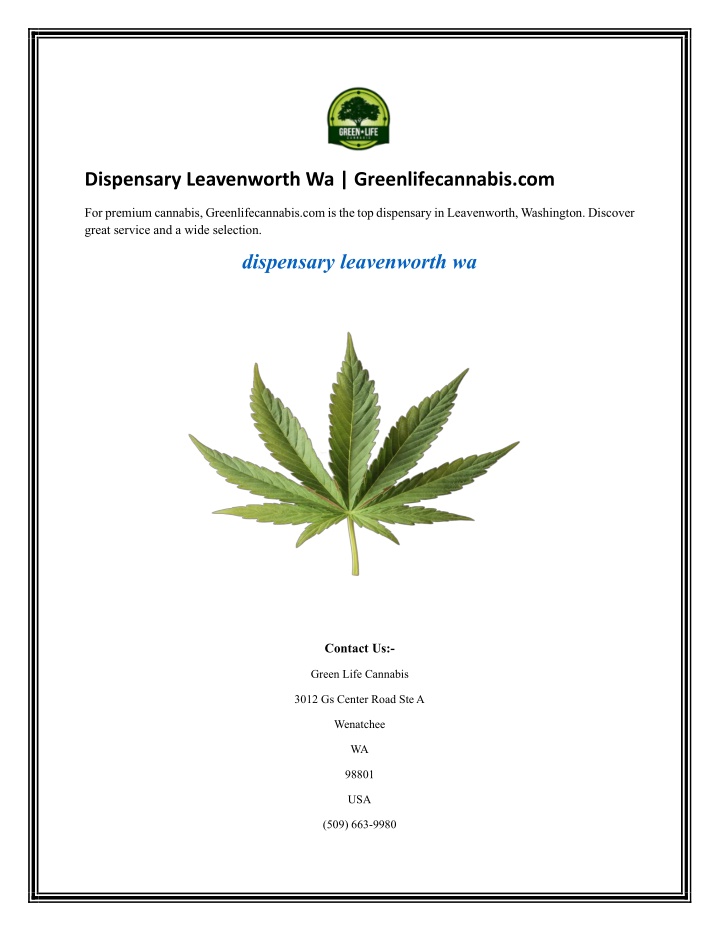 dispensary leavenworth wa greenlifecannabis com n.w