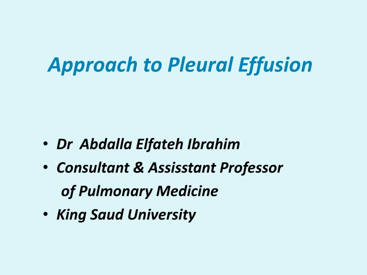 approach to pleural effusion n.w