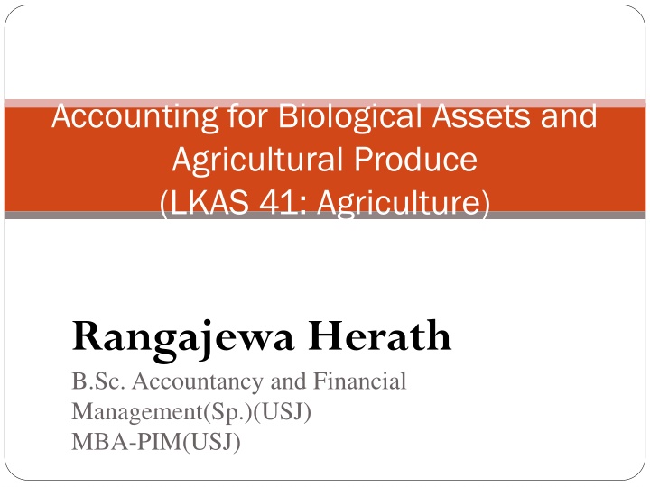 accounting for biological assets and agricultural n.w