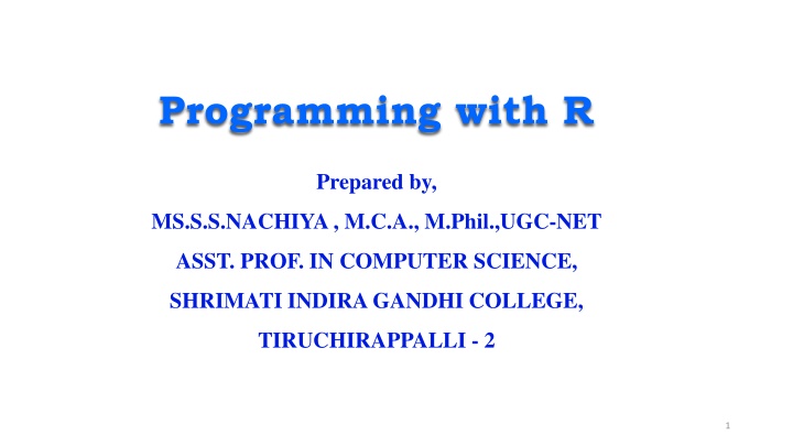programming with r n.w