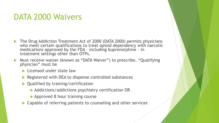 data 2000 waivers n.w