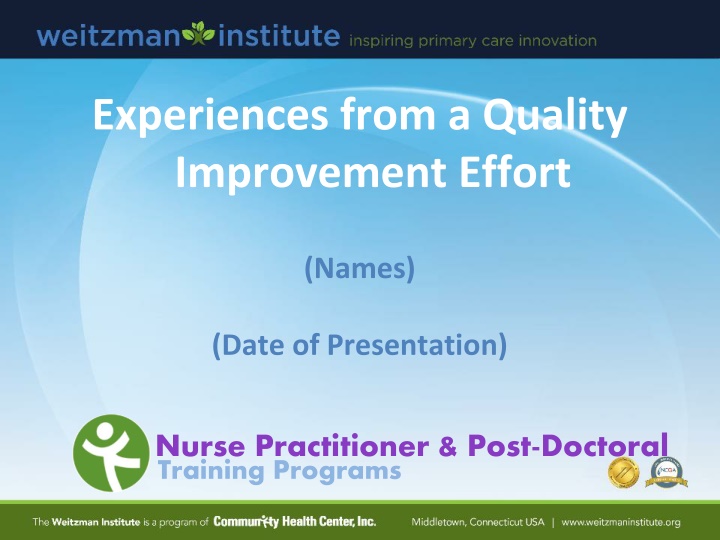 experiences from a quality improvement effort n.w