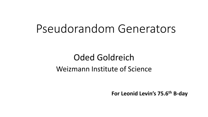 pseudorandom generators n.w