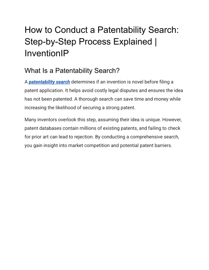 how to conduct a patentability search step n.w