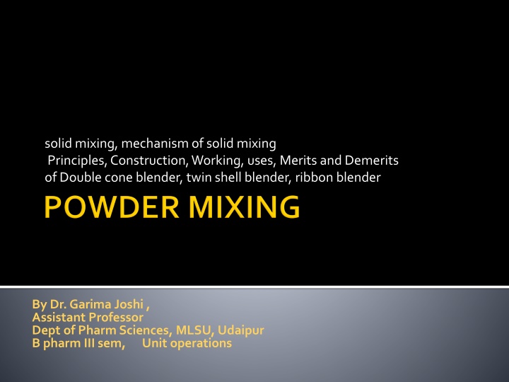 solid mixing mechanism of solid mixing principles n.w