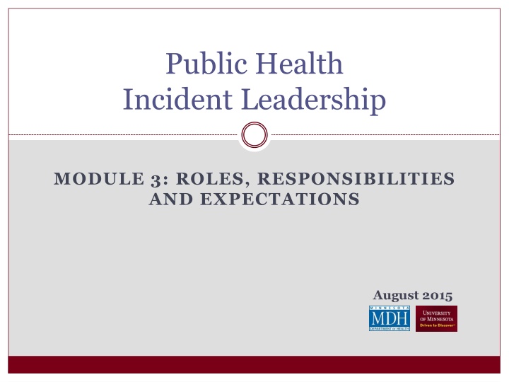 public health incident leadership n.w
