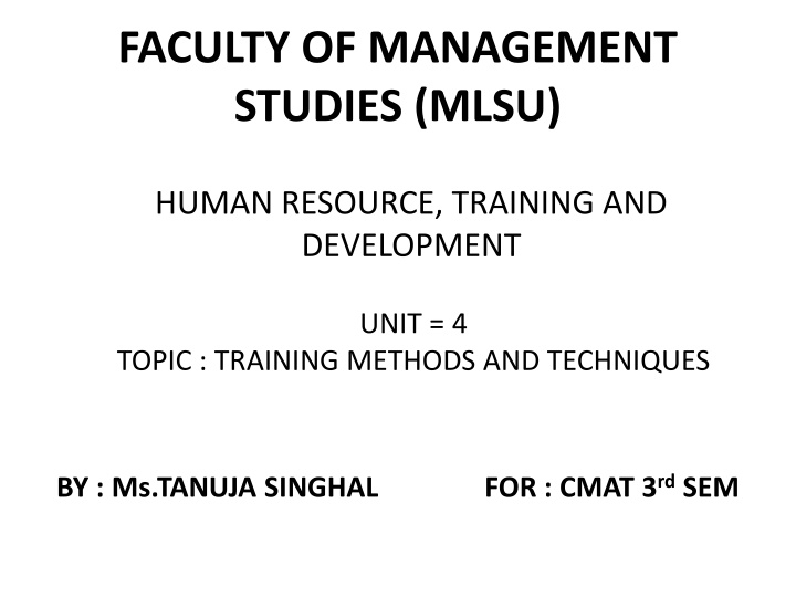 faculty of management studies mlsu n.w