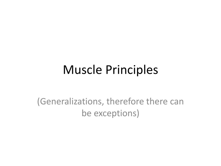 Muscle Principles and Generalizations