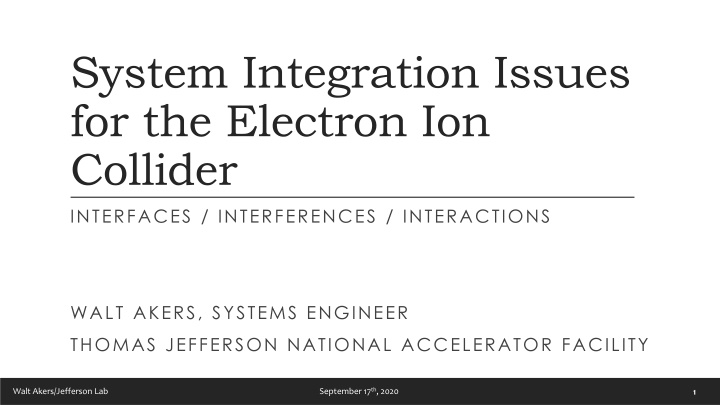 system integration issues for the electron n.w