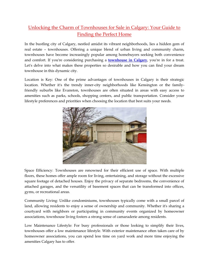 unlocking the charm of townhouses for sale n.w