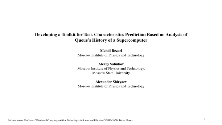 developing a toolkit for task characteristics n.w