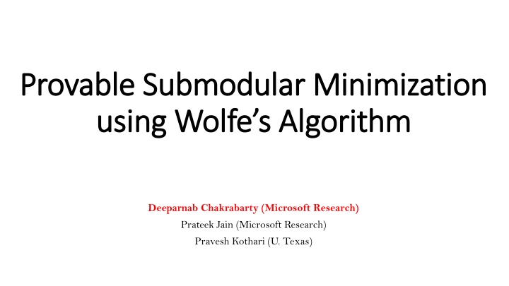 provable submodular minimization provable n.w